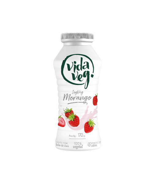 Iogurte Vegano de Coco Sabor Morango 170g VidaVeg