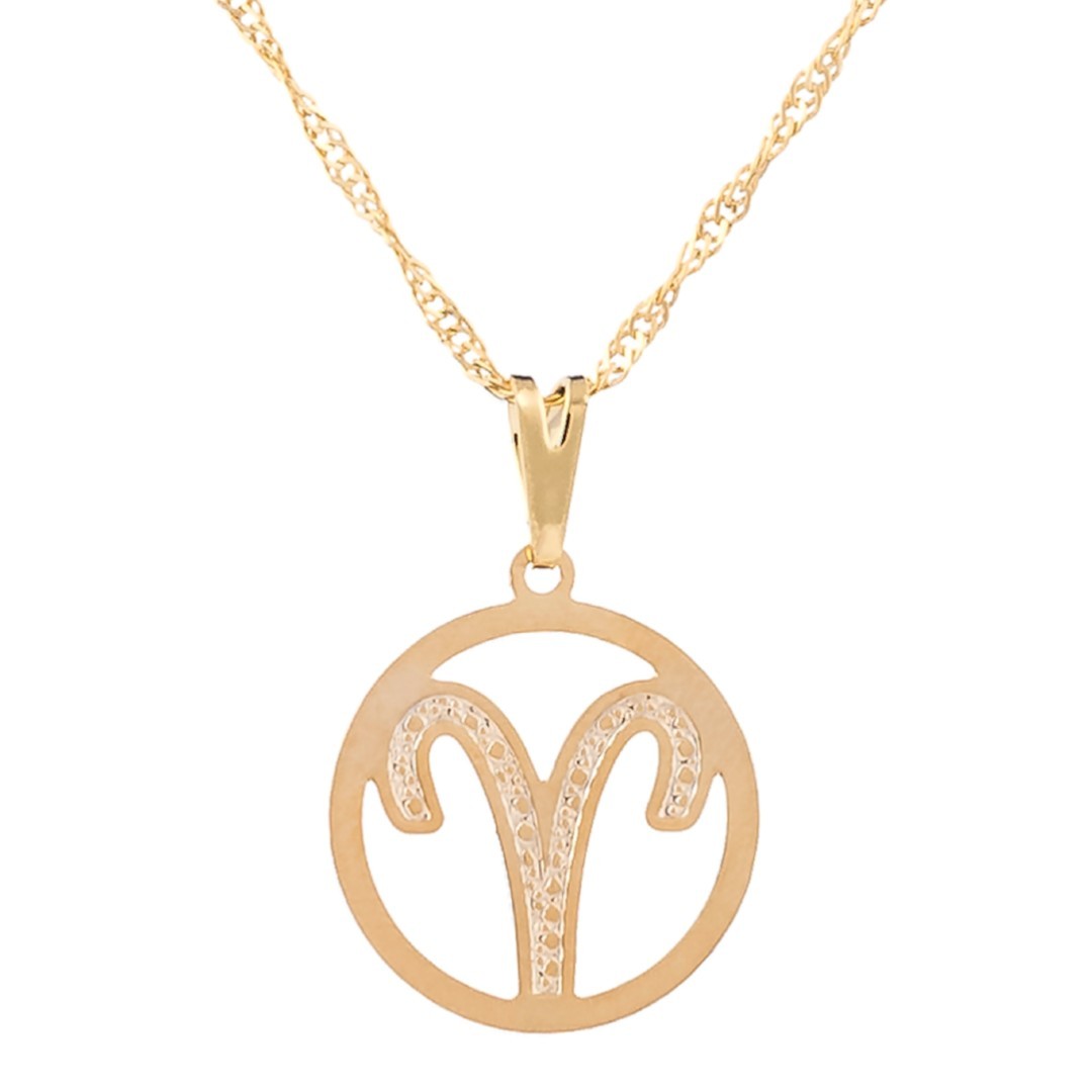 Colar Signo de Áries Dourado 17 mm - Sunshine Cristais