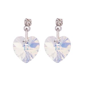 Brinco Coração 10mm Swarovski Prateado - Sunshine Cristais