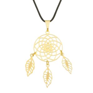 Colar Filtro dos Sonhos Dourado 20 mm - Cordão Fino - Sunshine Cristais