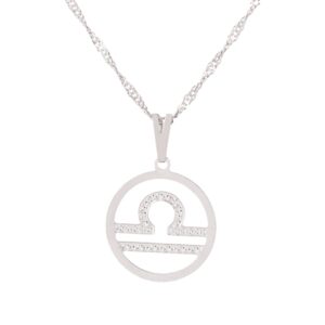 Colar Signo de Libra Prateado 17 mm -Sunshine Cristais