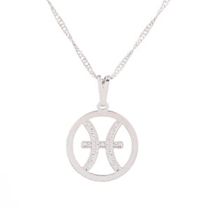 Colar Signo de Peixes Prateado 17 mm-Sunshine Cristais