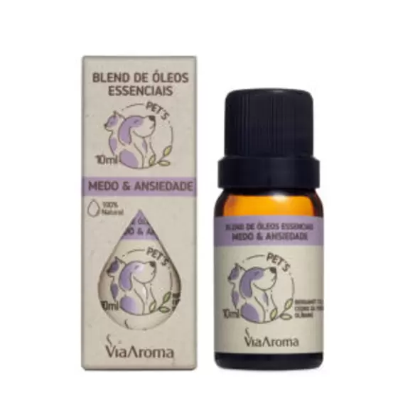 Blend de Óleos Essenciais Pets Medo e Ansiedade - 10ml Via Aroma