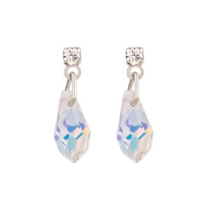 Brinco Pinguinho Swarovski Prateado 11mm AB - Sunshine Cristais
