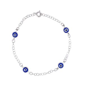 Pulseira Com 4 Olhos Gregos Prateada - Sunshine Cristais