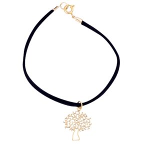 Pulseira de Camurça Com Árvore da Vida Dourada - Sunshine Cristais