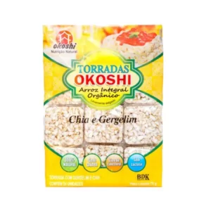 Torrada de Arroz Integral Orgânico Sabor Chia e Gergelim - 75 grs Okoshi