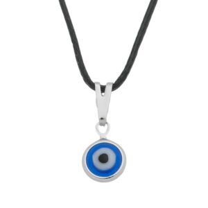 Colar com Olho Grego Prateado 6 mm - Cordão Fino - Sunshine Cristais