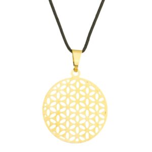 Colar Flor da Vida Dourado 20 mm - Cordão Fino - Sunshine Cristais