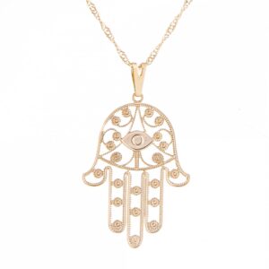 Colar Hamsa Dourado 30 mm - Sunshine Cristais