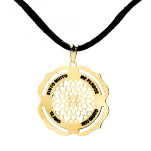 Colar Ho'oponopono Dourado 26 mm - Cordão - Sunshine Cristais