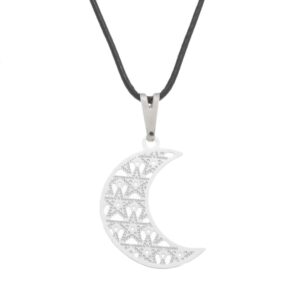 Colar Lua Prateado 17 mm - Cordão Fino - Sunshine Cristais