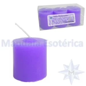 Trio de Velas Aromáticas de Lavanda - Mandala Esotérica