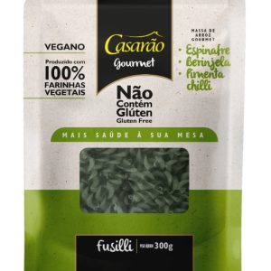 Macarrão zero glúten gourmet - fusilli - espinafre, berinjela, pimenta chilli - Casarão