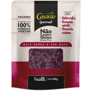 Macarrão zero glúten gourmet - fusilli - beterraba, banana verde, pimenta caiena - casarão
